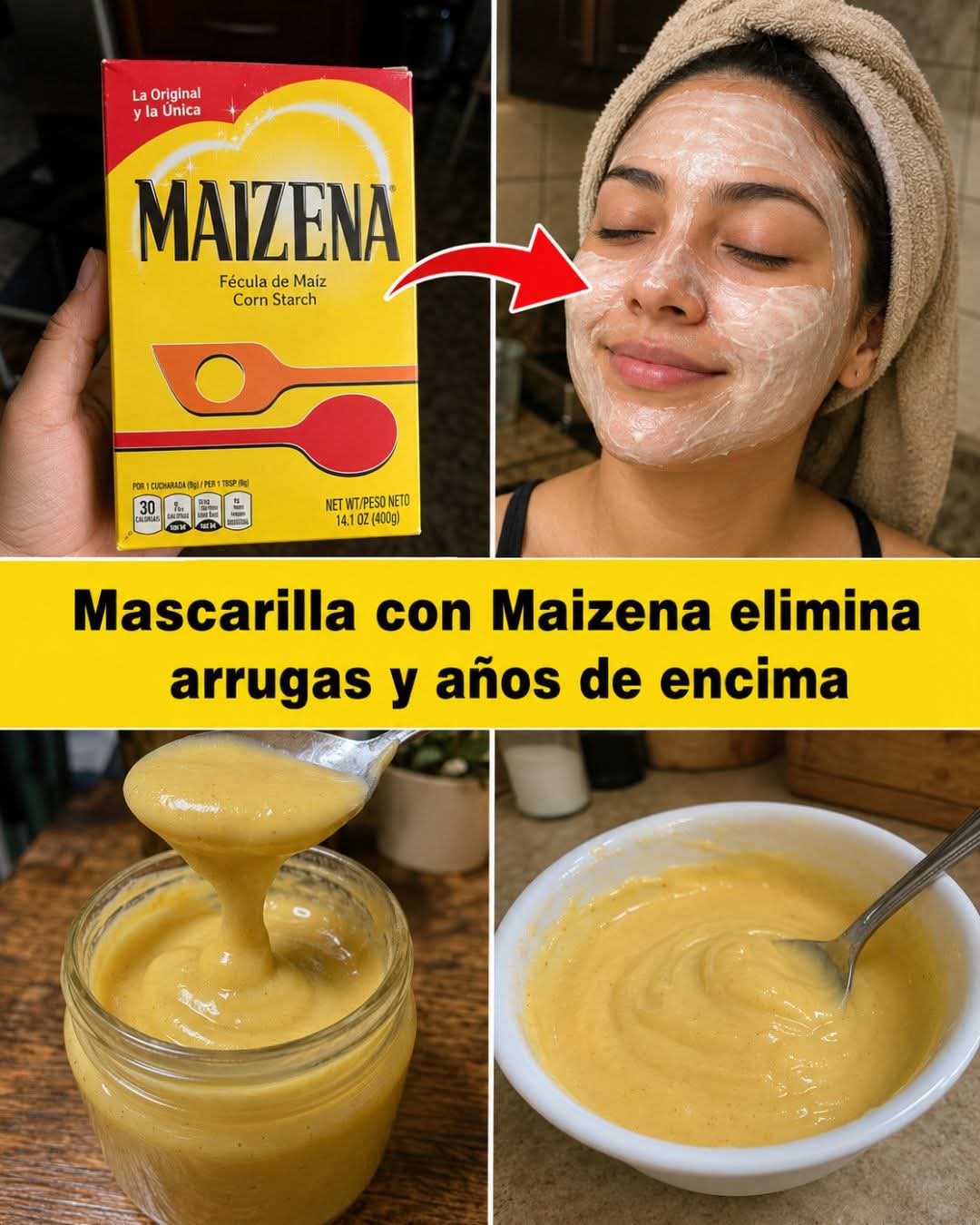 Mascarilla Facial con Maizena ¡Te quita años, ilumina y suavi..ver mas