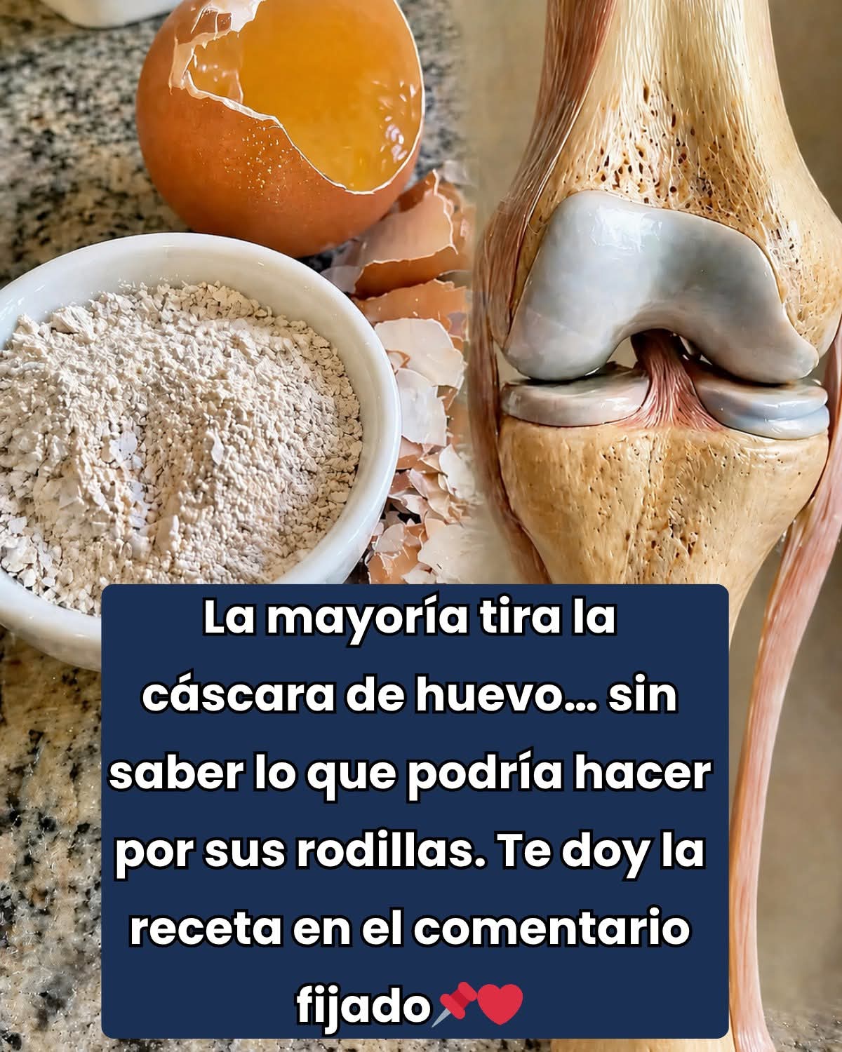 Cuando falta colágeno en la rodilla, la cáscara de huev..ver mas
