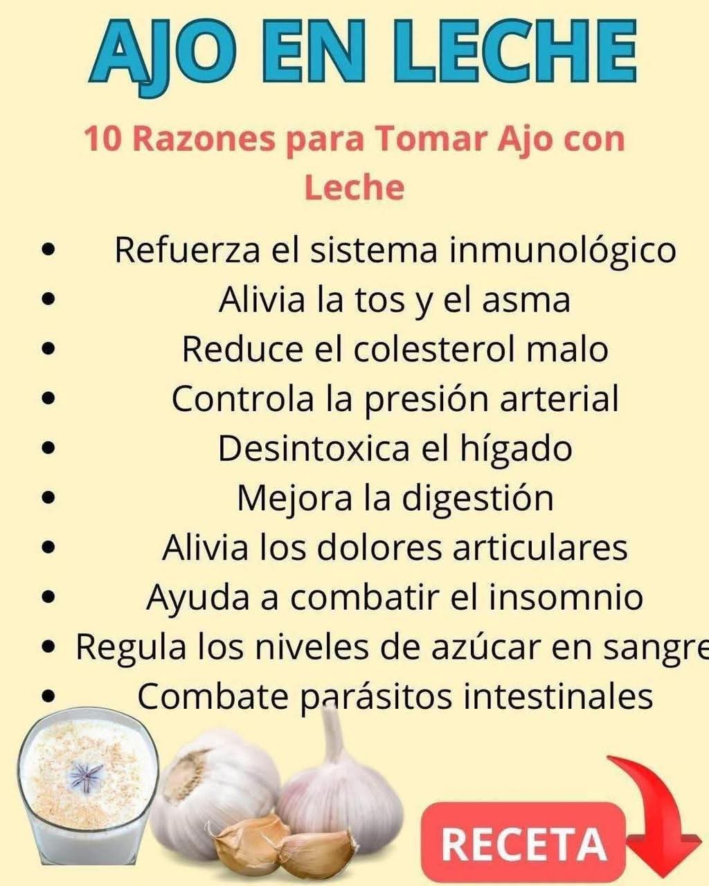 Beneficios de ajo en leche ..ver más
